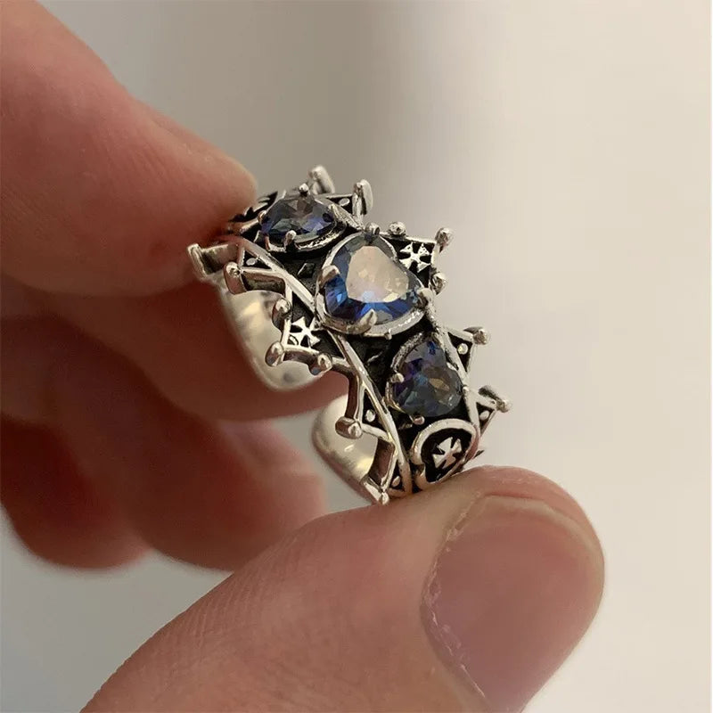 Blue Pink Luminous Ring For Couple Creative Love Heart Index Finger Ring Glowing In The Dark Rings Jewelry Valentine's Day Gift