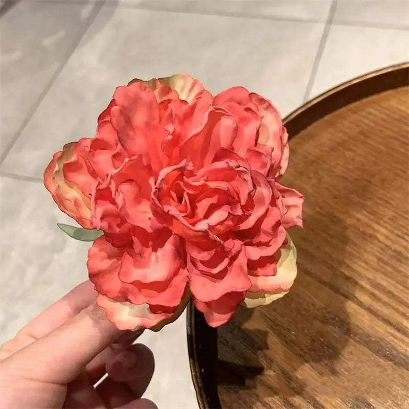 Rose Flower Hair Clips For Women Girls Artificial Floral Barrette Red Pink Handmade Hairpin Wedding Bridal Hair Accessoies