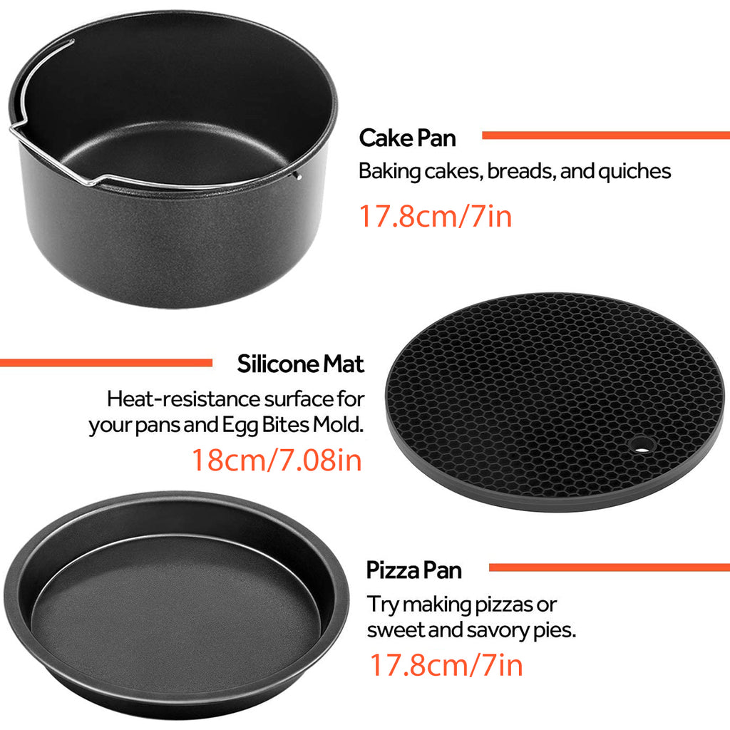 10Pc Air Fryer Accessories Set Food-grade Air Fryer Accessories with Cake Basket Pizza Pan Stainless Steel Skewer Rack Oil Brush