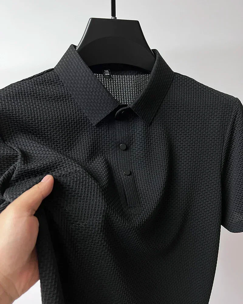 Business Casual Sweat-absorbing Top Brand Clothes Summer New Men's Short Sleeve T-shirt Ice Silk Cool and Breathable POLO Shirt