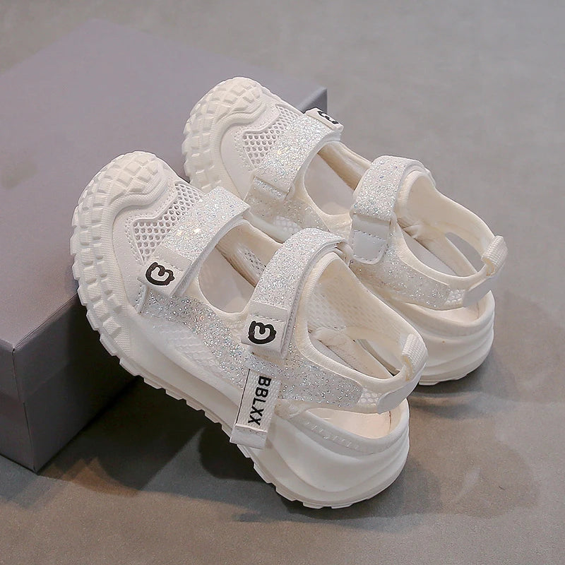 Summer Girls' Sports Sandals Comfortable and Soft Non-Slip and Breathable Outdoor Sports Sandals with Rhinestone Decorations
