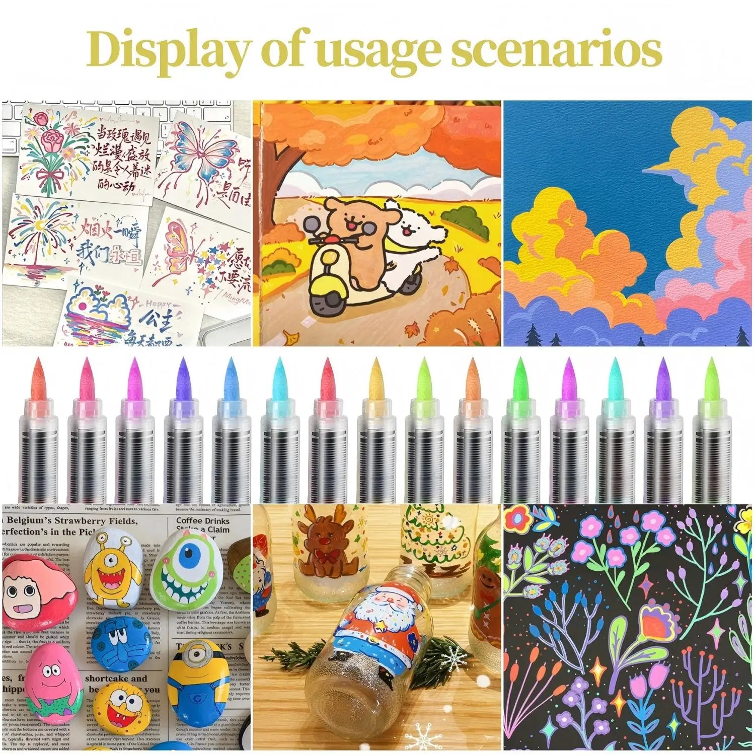 Acrylic  Markers Brush Tip Paint Marker 12-72 Colors Acrylic Paint Pen for Rock Canvas Wood Ceramic Adult Coloring DIY Crafts
