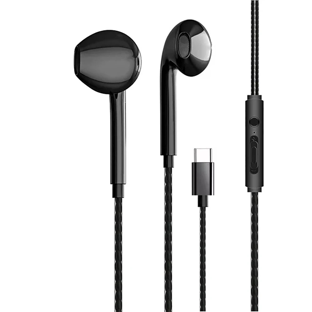 Type C Wired Earphones In Ear Headset Game 3.5mm Wired Headphones with Microphone Bass Stereo Earbuds In-line Control For Phones