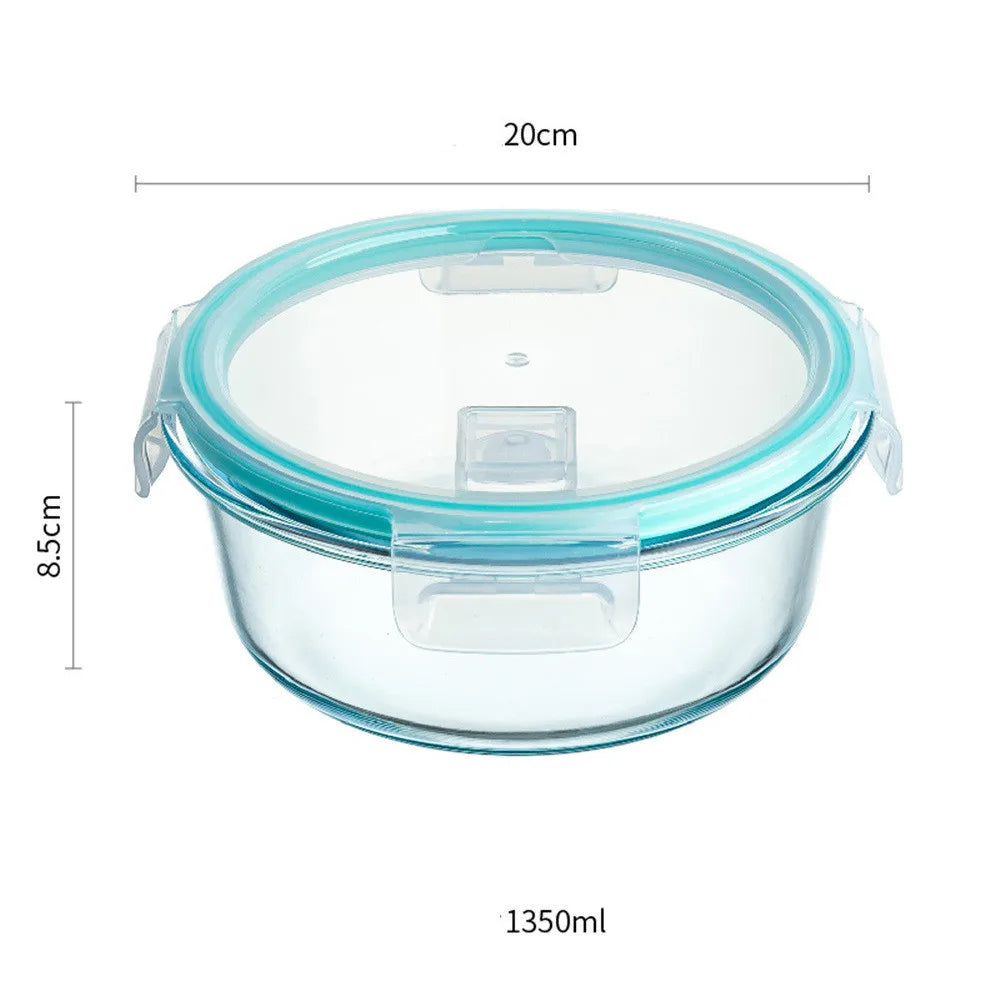 High Borosilicate Glass Lunch Box Microwave Heating Sealed Bento Boxes Refrigerator Freezer Box Fresh-keeping Soup Bowls