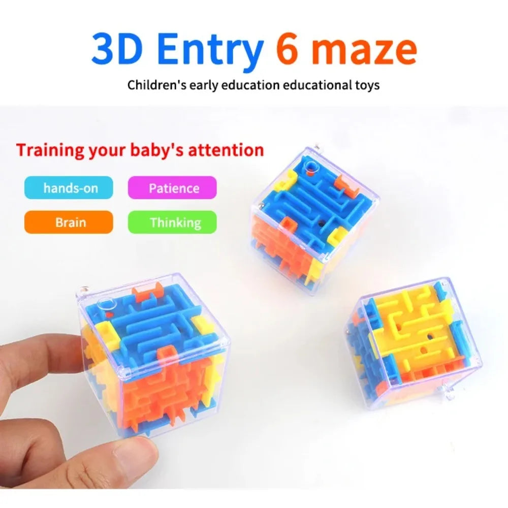 mini 3D Maze Magic Cube Six-sided Transparent Puzzle Speed Cube Rolling Ball Cubes Maze Toys For Children Stress Reliever Toys