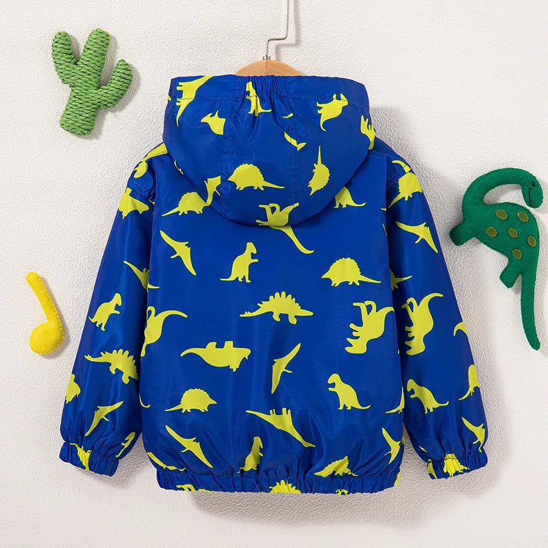 Spring And Autumn New Blue Long Sleeve Baby Boy Jacket, Cartoon Hooded Children'S Clothing (9 Months -4 Years Old)