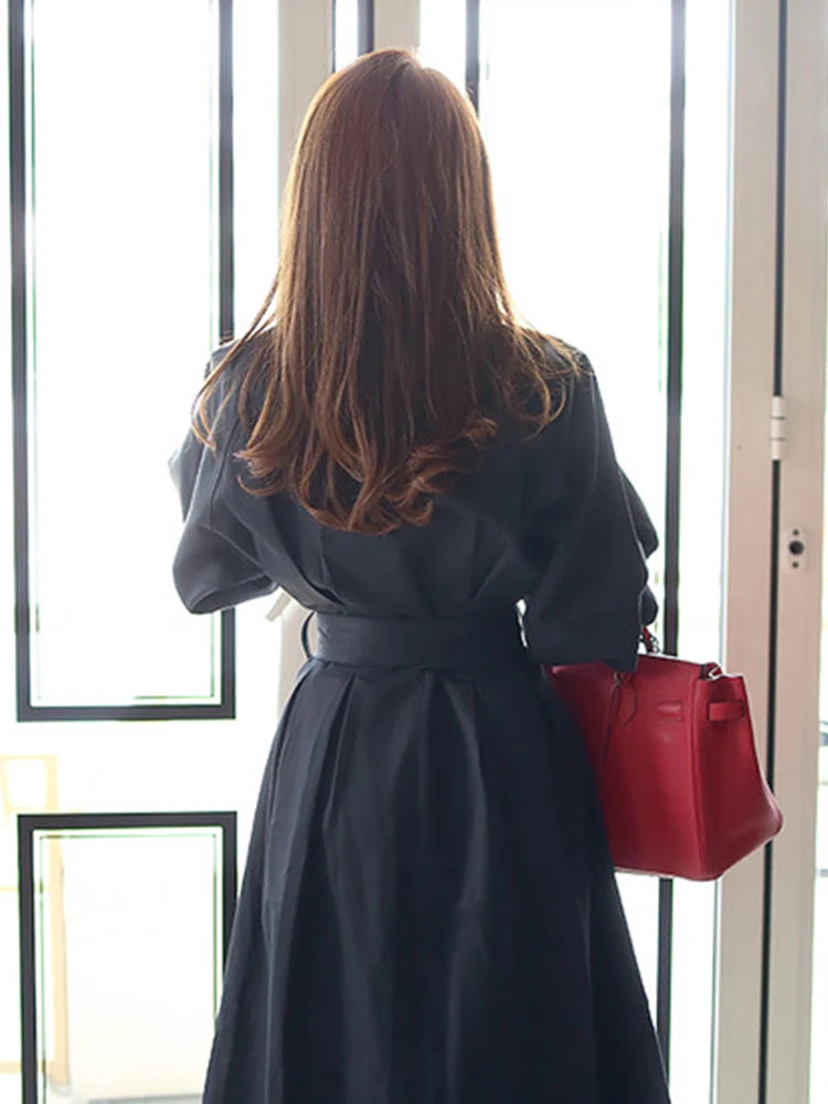 Elegant Women Windbreaker Casual Single Breasted Belt Pocket Jacket Coat Femme Mujer Chic Long Trench Outerwear Spring Autumn