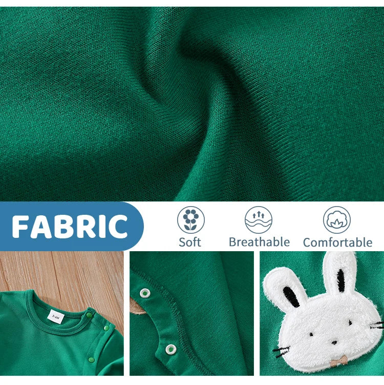2pcs Infant's Bunny  Koala Print 0-24M  Bodysuit Spring and Autumn Comfy Long Sleeve Onesie, Baby Boy's Clothing, As Gift