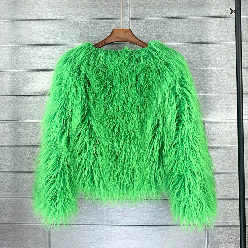 Faux Fur Plush Coat – Soft Shaggy Statement Jacket