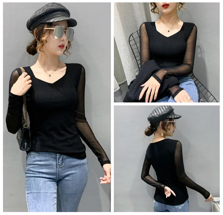 Women's Slim Fit V-Ne T-irt Me Inner Wear Top Spring Autumn Season Faionable Base irt Breathable Wear Resistant