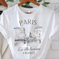 Paris Women Print T-shirt Girl Short Sleeve Crew Neck Casual Top for Summer & Spring, Women's Clothing