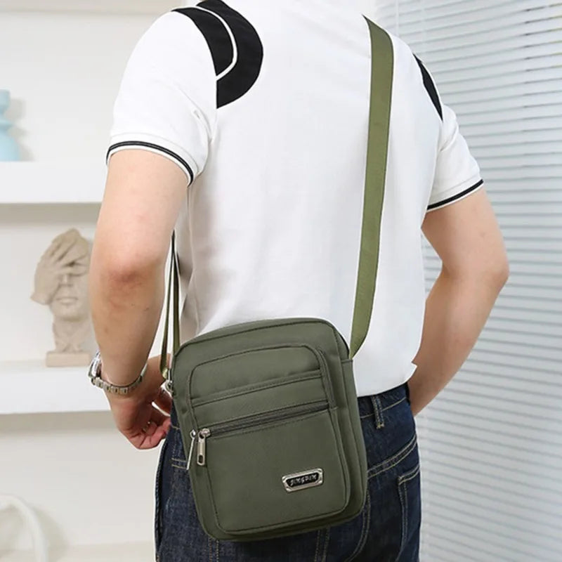 Men's Nylon Shoulder Bag Business Leisure Large Capacity Portable Handbag Multi Layer Waterproof Summer Male's Crossbody Bags