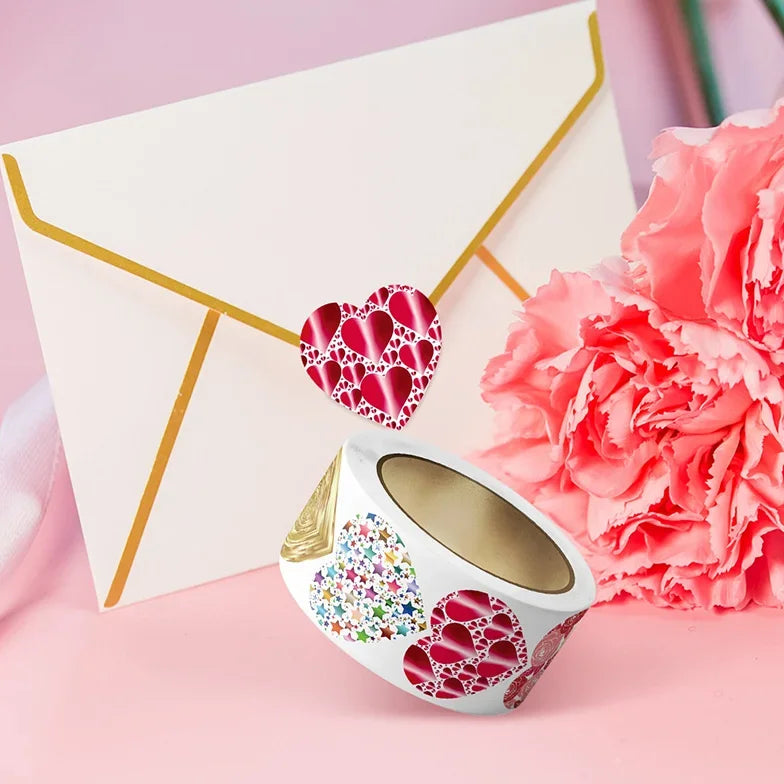 50-500pcs 1inch Red Heart Stickers for Valentine's Day Baking Packaging Sticker Envelope Seals Love Decorative Sticker