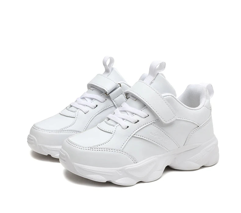 Children Shoes Kids Casual Sneakers Black Pu Leather Sports Shoes for Boy Girls White Shoes School Running Tennis Sneaker