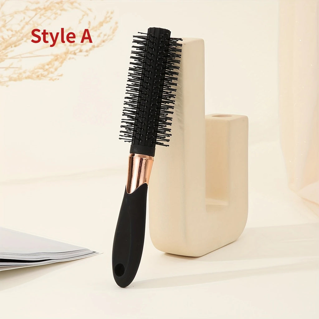 Professional Black Round Hair Brush for Styling and Curling - Portable and Easy to Use
