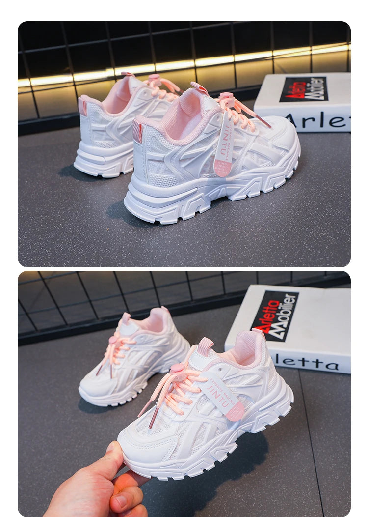 Girls Sneakers 2024 Children Casual Shoes Mesh Platform Designer Tennis Sneaker 6 To 12 Years Kids Sports Shoe for Girl