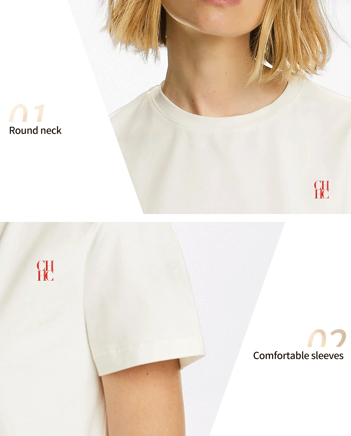 CHCH Women T-Shirts Short Sleeved Tees Casual New White Tops Women's Tee Embroidery Fashion Ladies Cotton Shirts Women Tees Tops