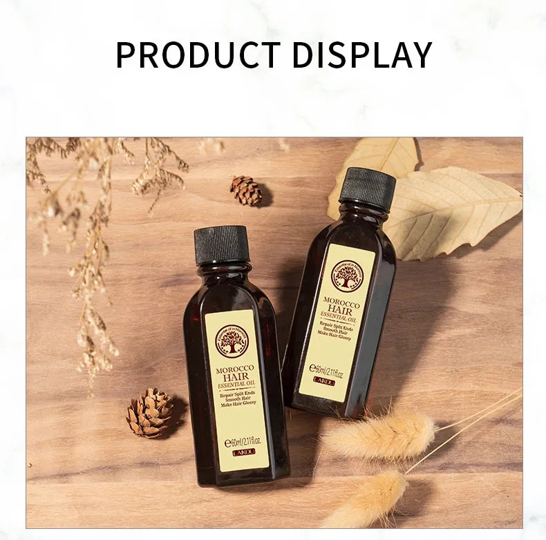 LAIKOU Morocco Hair Essential Argan Essence Oil Moisturizer Brightening Smooth Nourishing Repair Dry Damaged Hair 60ml