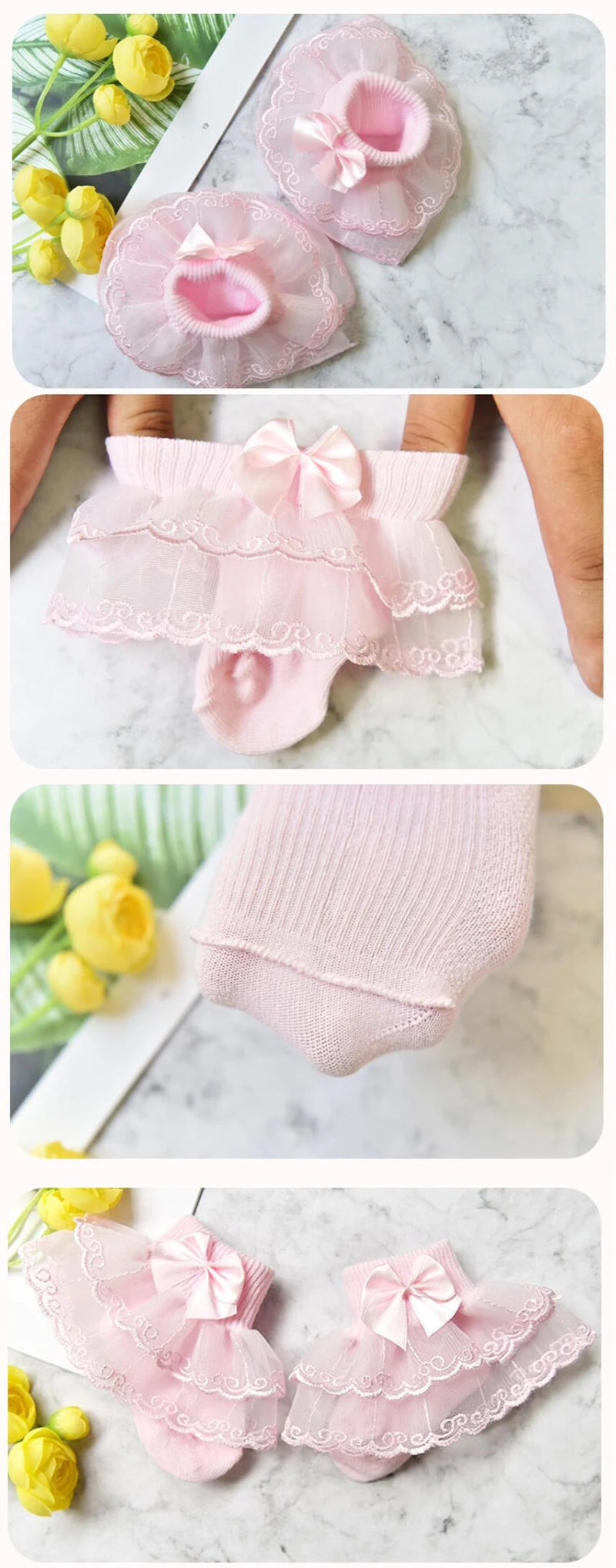 0-9Y Baby Cotton Socks With Lace Girls Ankle Socks Bows Toddlers Floor Sock Cute Frilly Socks For Children Girls Princess Sock