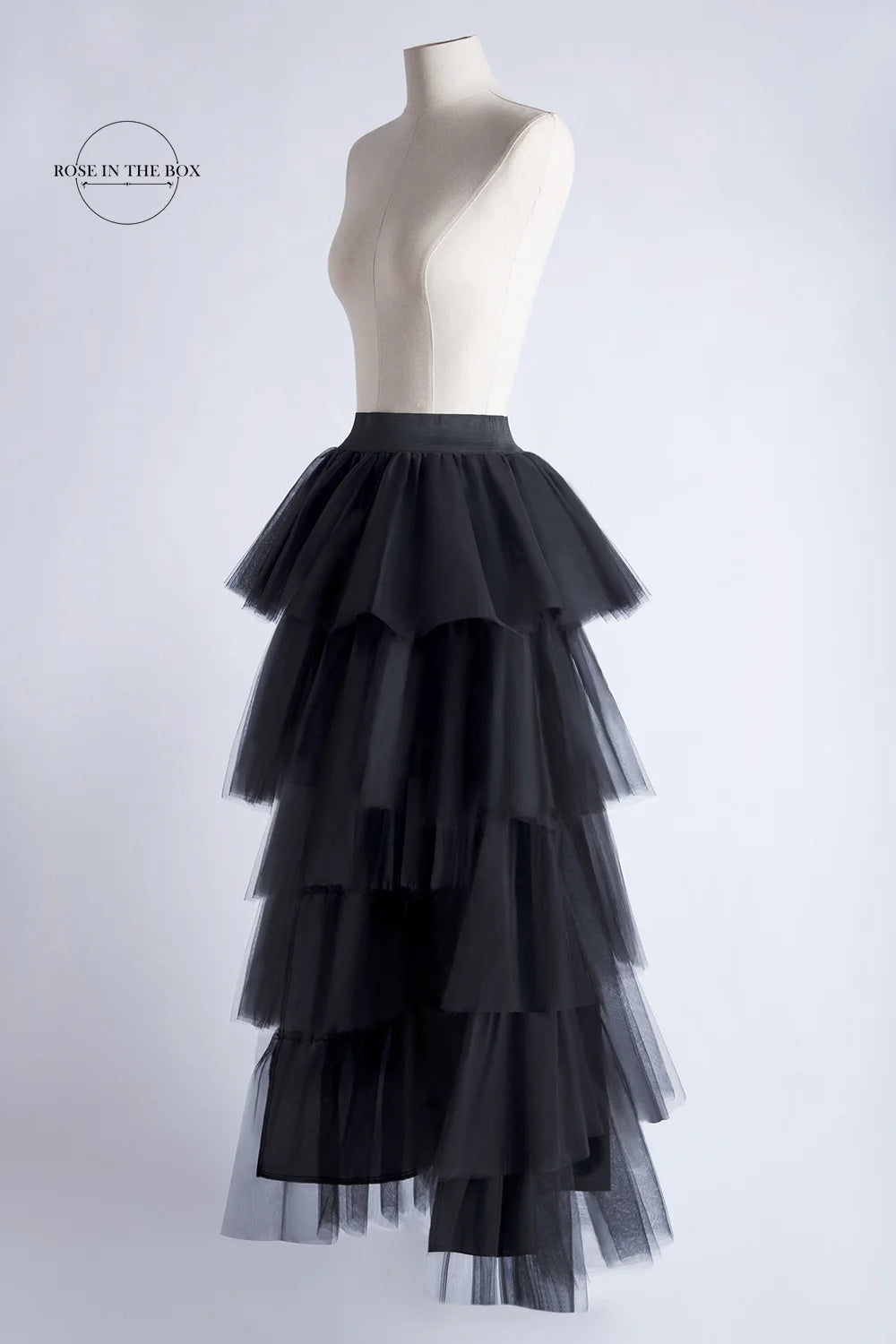 BABYONLINE Women Tiered Tulle High Low Skirts Elastic Waist Petticoat Puffy Long Tulle Skirt Female Maxi Skirt Free Size