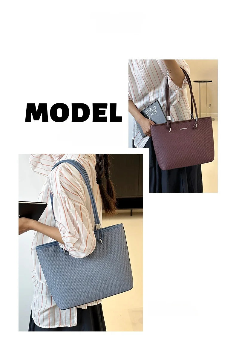 Pu Women's Shoulder Bag Stylish And Simple Solid Color Handbag Adjustable Shoulder Strap Waterproof Large Capacity Bucket Bag