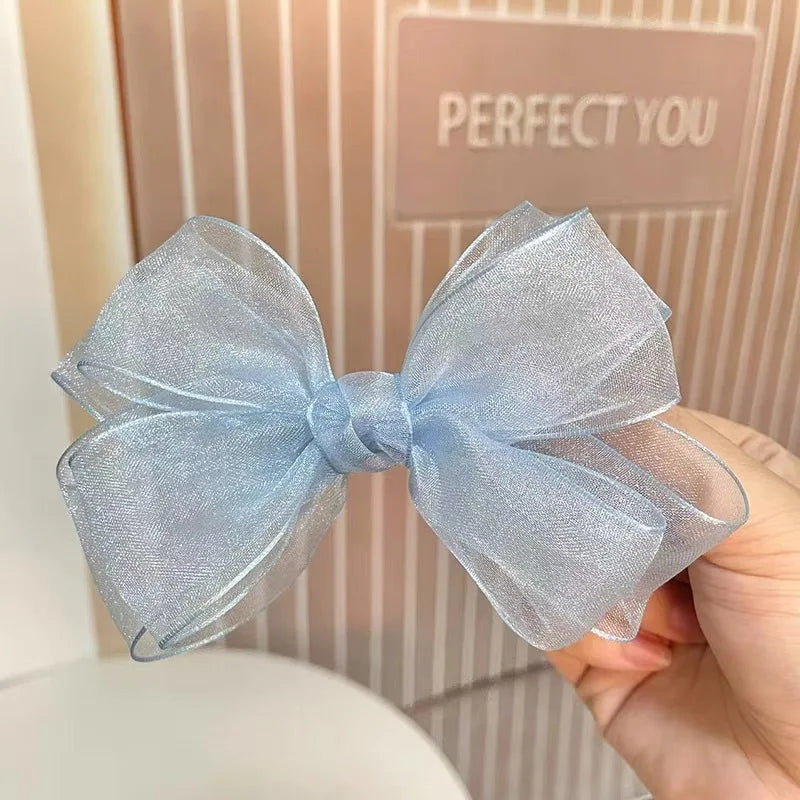 Korean Mesh Gauze Bow Baby Hairpins Fairy Princess Girl Back Head Hair Clips Top Clips Kids Headwear