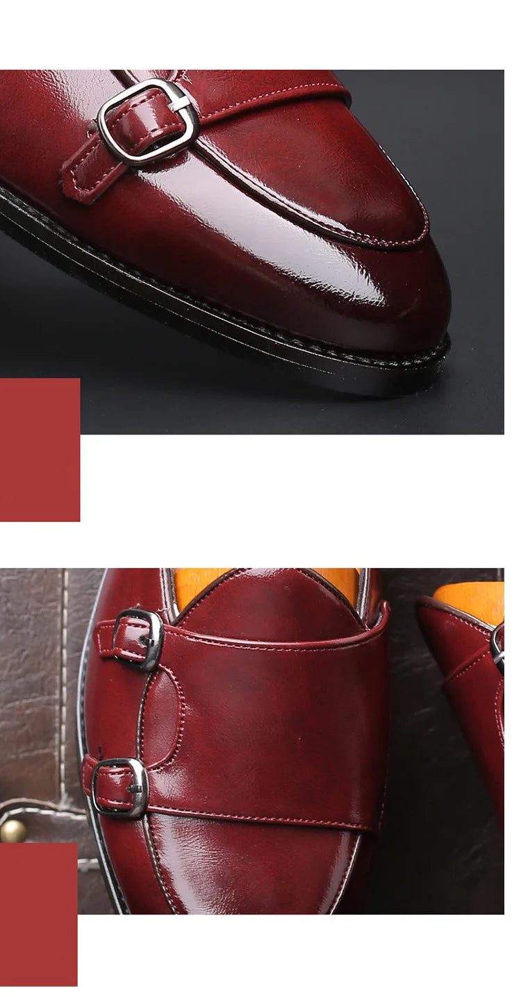 Man Shoes Leather Loafers designer Fashion Slip-on Casual Comfortable Double Monk Dress Shoe