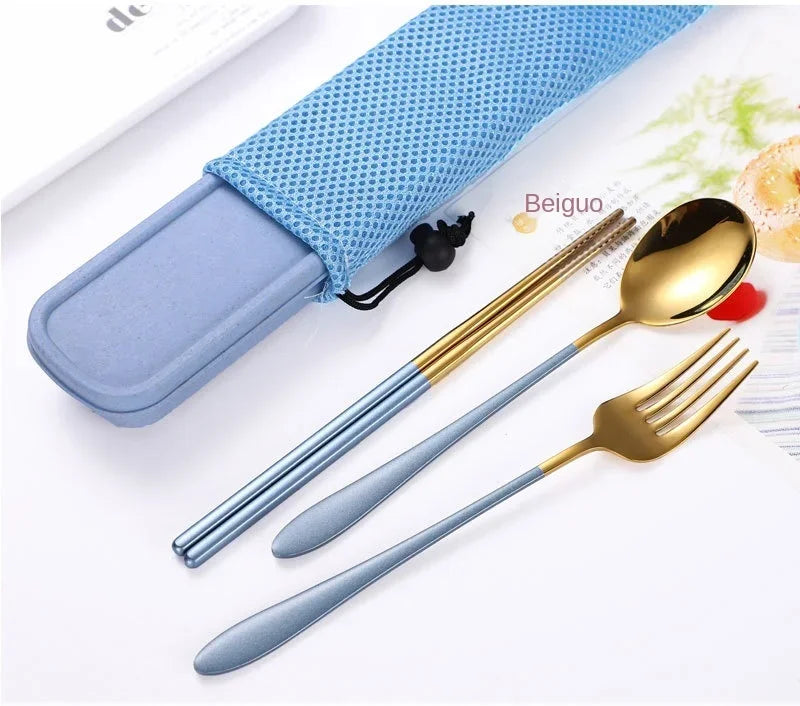 304 Spoon Set for Creative Portable Outdoor Tableware for Adult Students, Stainless Steel Cutlery Set