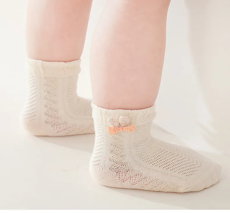 4Pairs/Lot Summer Baby Mesh Thin Socks Cartoon Soft Cotton Newborn Sock Princess Infant Toddler Girls Cute Breathable Socks
