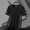 Running T-shirt Men Summer Ice Silk Thin Top Reflective Printing Quick Dry Short Sleeve Breathable Fitness Sports T-shirt 5XL