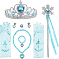 Girl Elsa Cosplay Accessories Kids Princess Snow Queen Dress Up Jewelry Wand Crown Necklace Earclips Photography Role Play Props
