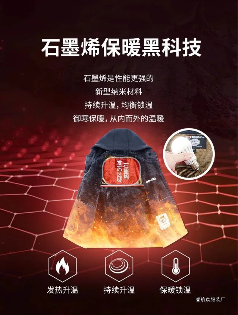 Men's Autumn Winter Fleece Jacket European-Style Hooded Warm Outdoor Thickened Couples' Coats New Arrivals