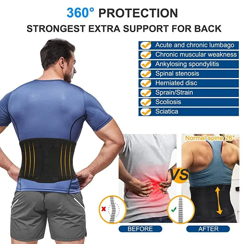 Breathable Waist Trainer Gym Girdle Back Lumbar Support Belt with 8 Stays Adjustable Abdominal Binder for Man Women Lumbar Pad