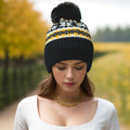Hot Hairball Winter Cashmere Warm Windproof Woolen Hat Fashion Christmas Snowflake Warm Knit Hat Wool Thickened Cold Hat