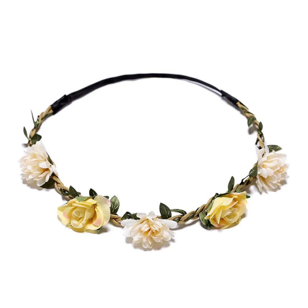 Women Wedding Flower Headband Girls Boho Flowers Headwear Children Headbands Hair Accessories Bride Wreath Beach Garland