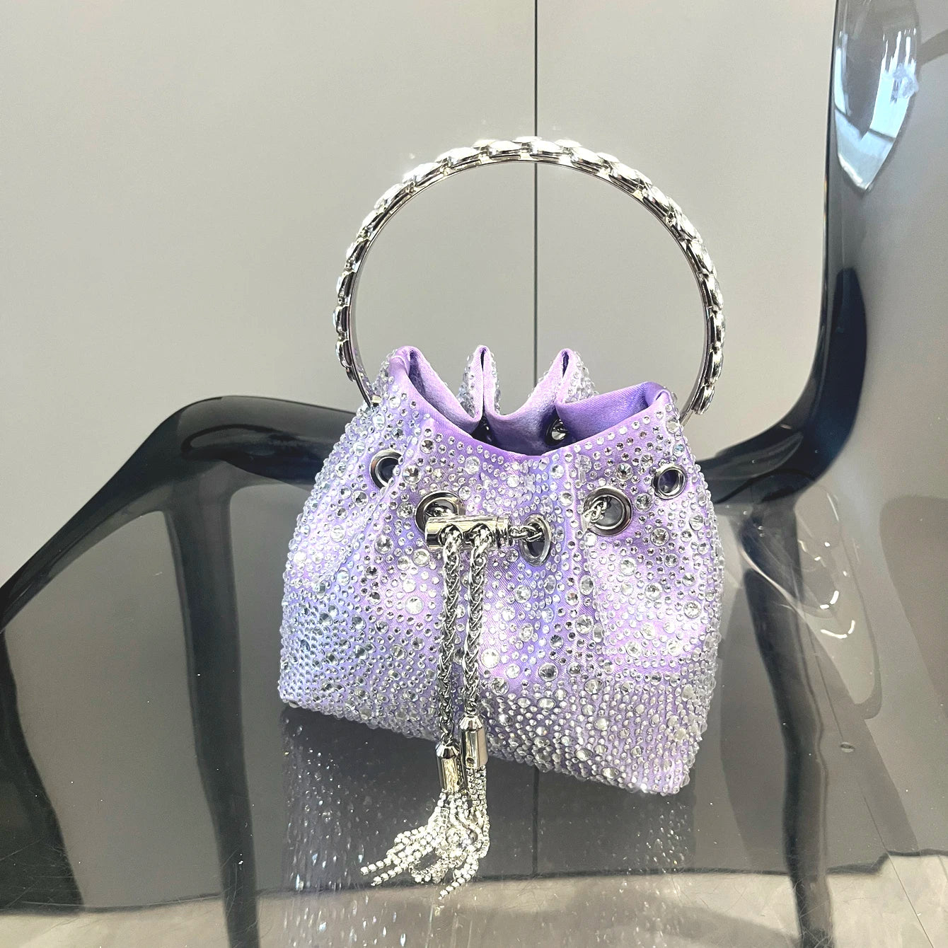 Handle Rhinestones Evening clutch Bag Purses and handbag luxury Designer shoulder bag Shiny Crystal Clutch purse bucket bag