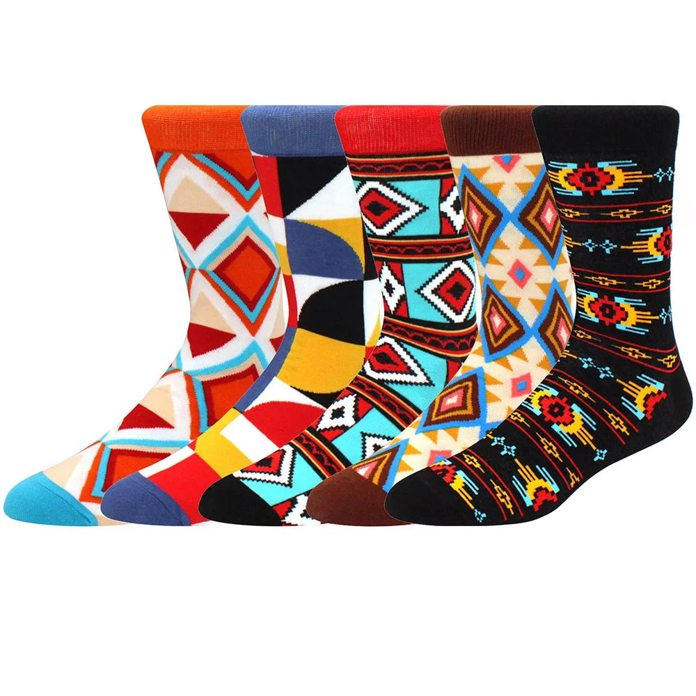 5 Pairs New High Quality Combed Cotton Men Socks Women Happy Fashion Novelty Skateboard Crew Casual Funny Socks for Men