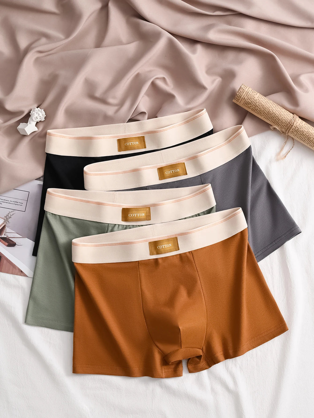 3Pcs High-Quality Cotton Men's Boxer Briefs Soft Healthy Casual Fashionable Sport Boxers Trendy Men's Shorts Underwear