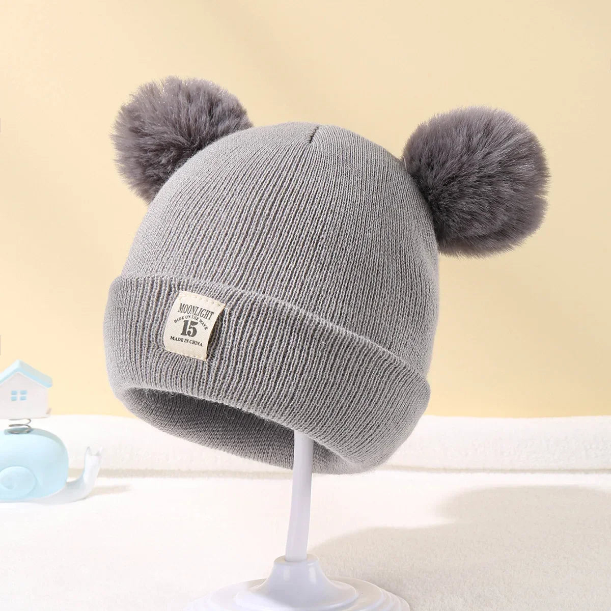 Children's Caps Baby Wool Hat Children's Thick Hats Warm Earmuff Winter Warm Knit Caps Infant Toddler Cap Kids Pom Pom Hat