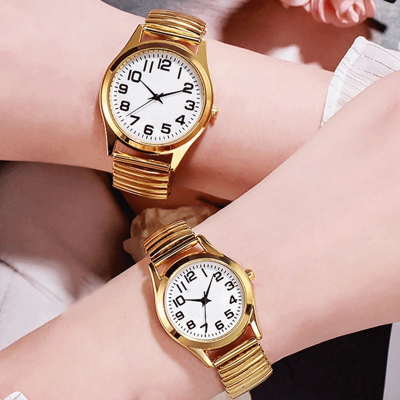 Fashion Women Men Watch Flexible Elastic Band Quartz Wrist Watch Steel Strap Couple Watch Gift
