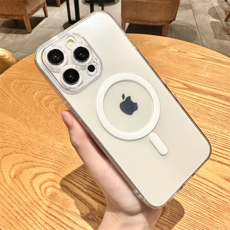 Strong Magnetic Magsafe Wireless Charging Case For iPhone 16 16E 15 14 13 12 11 Pro Max Plus Mini Hard Acrylic Silicone Cover