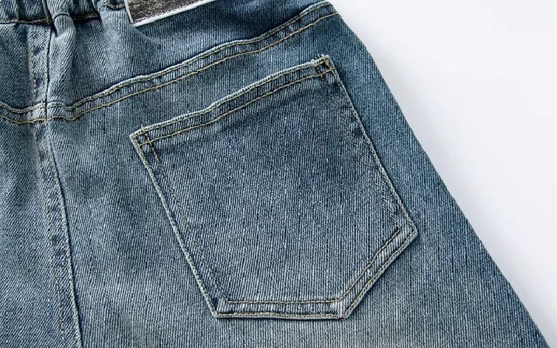 Boys Jeans Pants Spring Kids Wide Leg Straight Trousers Autumn Loose-Fit Casual Trousers Children's Trendy Sweatpants Pant 5-14Y