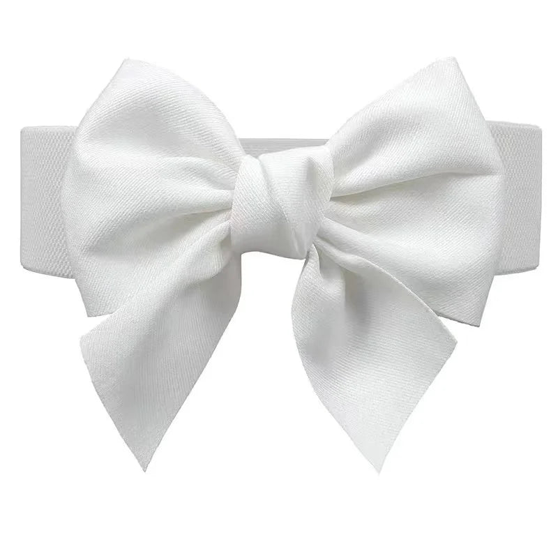 Women Big Bow Waistband  Elastic Wide Waist Belt Fashion Solid Bowknot Waist Straps For Dress Decorate Clothes Accessories