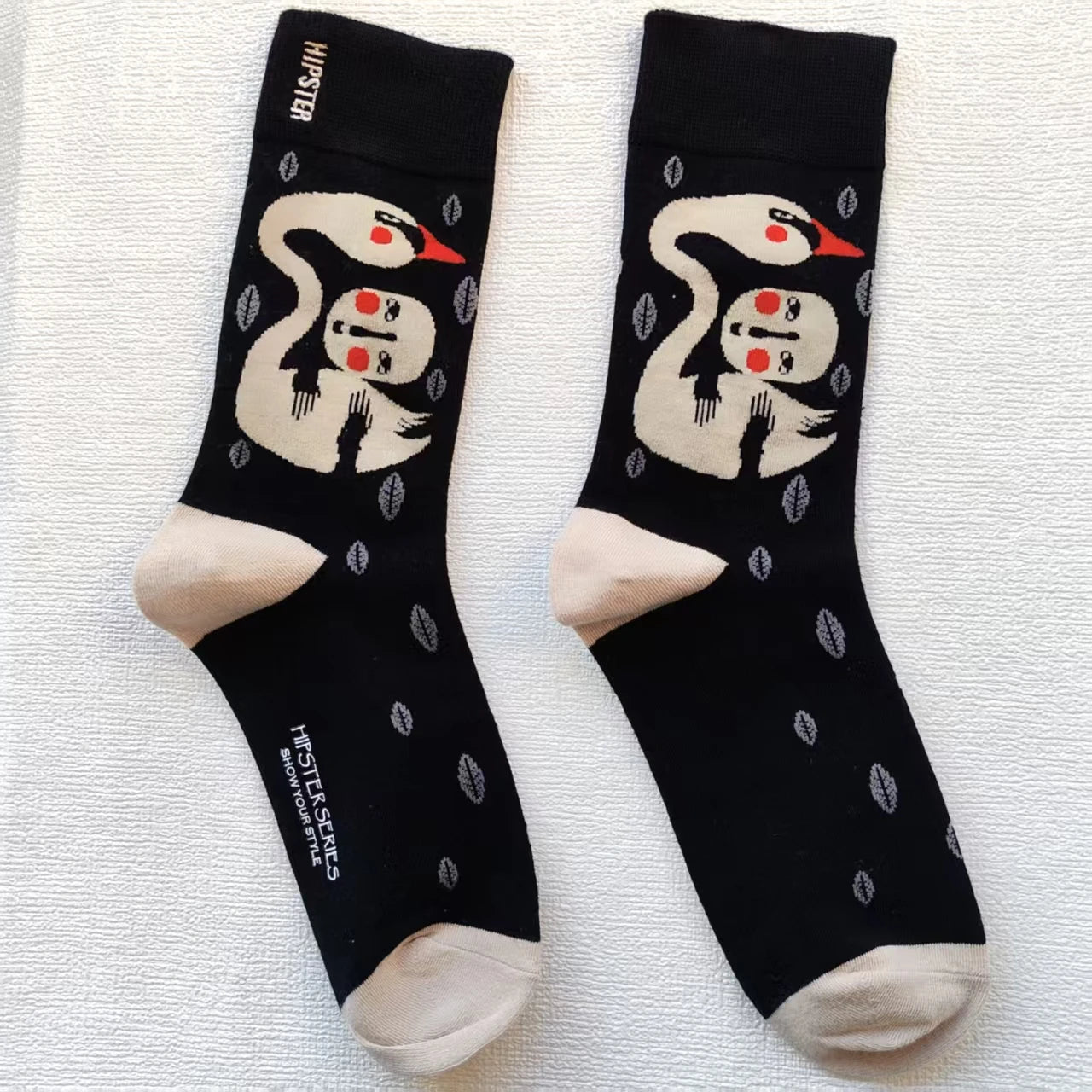 Colorful Funny Cotton Men Crew Socks Hip Hop Novelty Painting Style Skate Street Designer Harajuku Gift Happy Black Yellow Cool