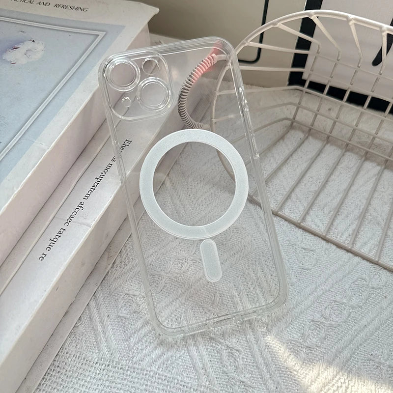 Strong Magnetic Magsafe Wireless Charging Case For iPhone 16 16E 15 14 13 12 11 Pro Max Plus Mini Hard Acrylic Silicone Cover