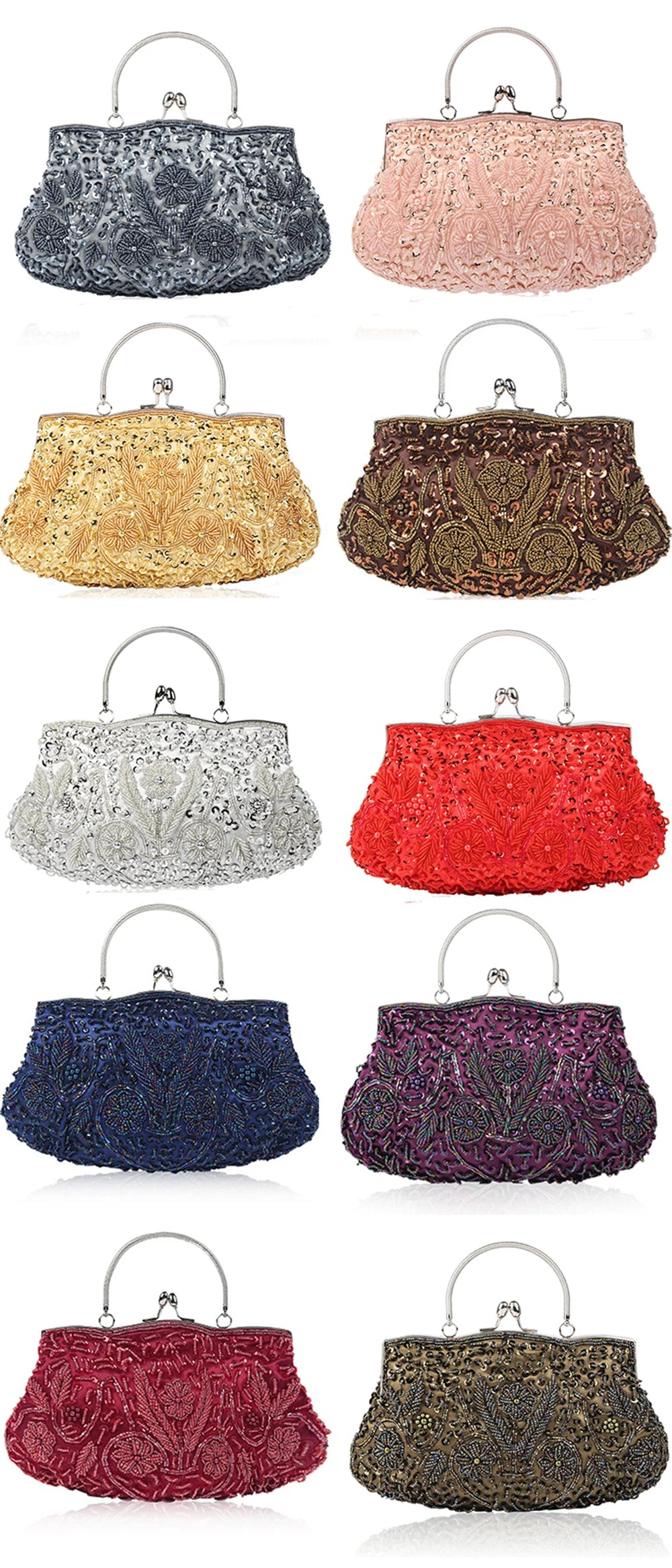 Women Clutch Bags Ladies Beads Evening Bags Wedding Party Bridal Embroidered Handbag Women Solid Retro Small Totes Mini Wallets