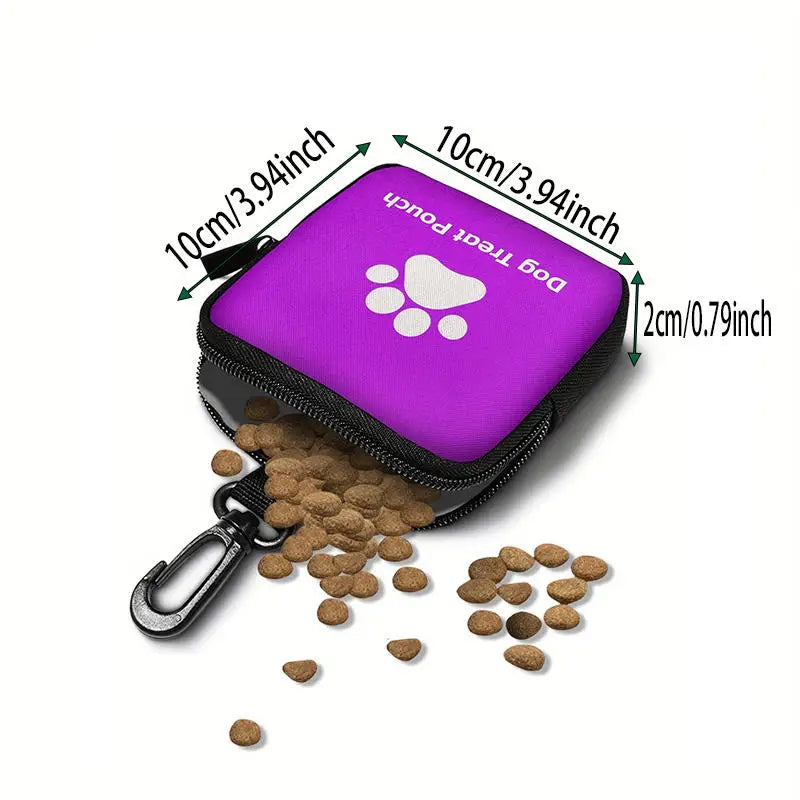 Pet Dog Food Storage Bag For Going Out Dog Paw Printed Synthetic Leather Waterproof Imitation Leather Multifunctional Zipper Bag