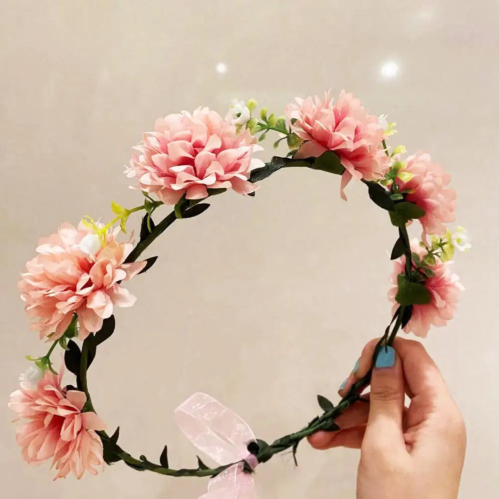 Women Wedding Flower Headband Girls Boho Flowers Headwear Children Headbands Hair Accessories Bride Wreath Beach Garland