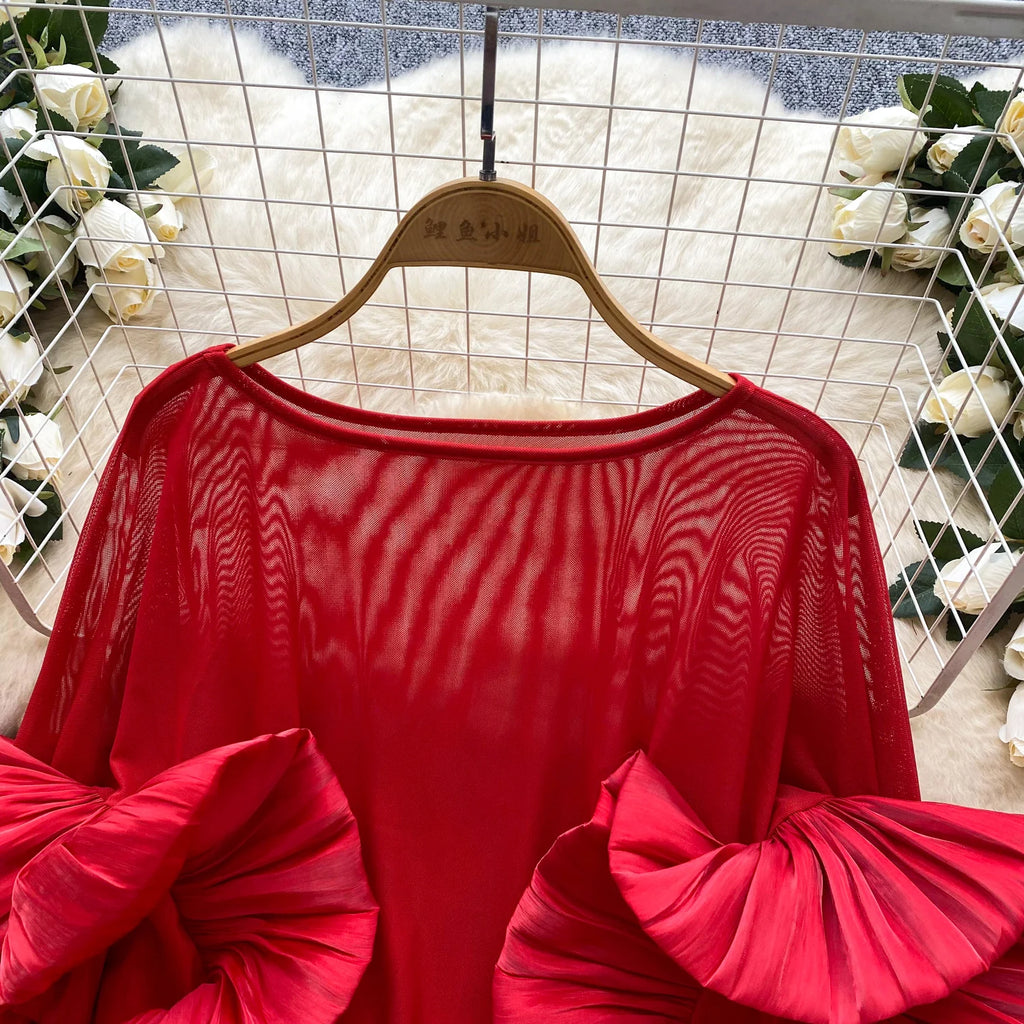 SINGREINY Autumn Ruffles Party Blouses Female O Neck Long Sleeves Temperament Mesh Shirts Women Senior Sheer Loose Thin Tops