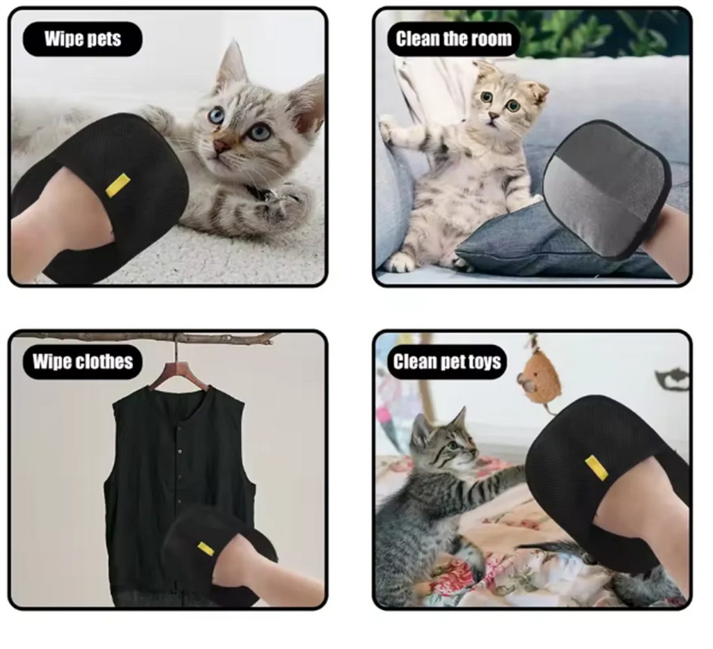 Pet Hair Removal Tool Reusable Static Removal Gloves, Double-Sided Grooming Gloves for Pets, Removes Pet Fur Hair for Carpets